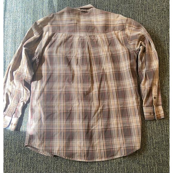 Roper Mens Long Sleeve Button Down Shirt LT Brown Windowpane Plaid Western - Picture 7 of 7